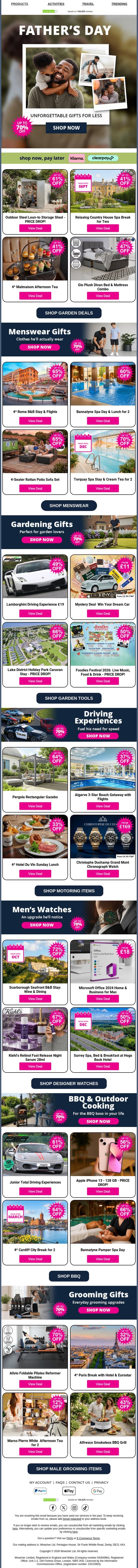🛍️ This Might Be The Most Interesting Mix Of Deals This Week email from Wowcher screenshot