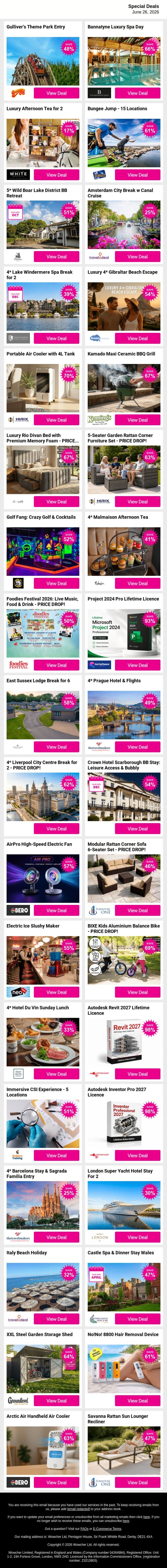 💸 Payday Savings Across Your Favourite Deals email from Wowcher screenshot
