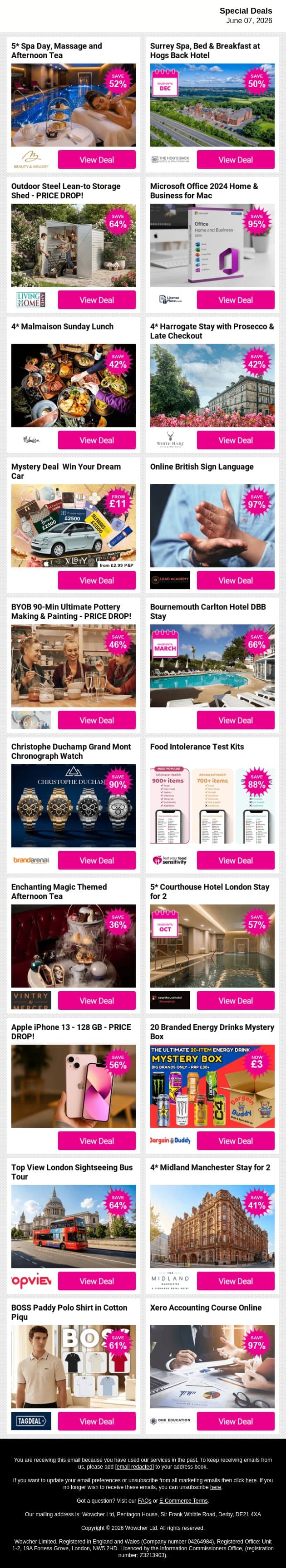 🔥 Deals so good, we had to share them immediately ⚡ email from Wowcher screenshot