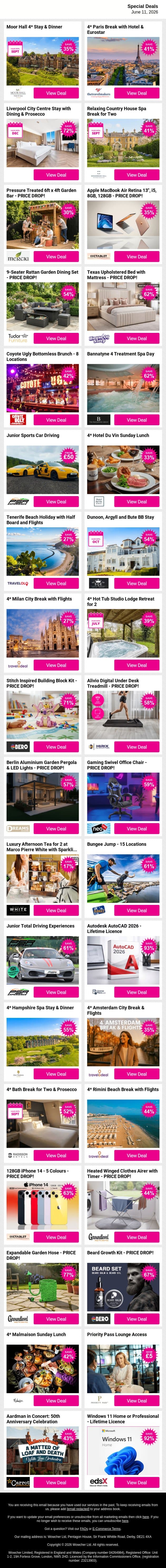 🎟️ Experiences, Escapes & Savings Await email from Wowcher screenshot