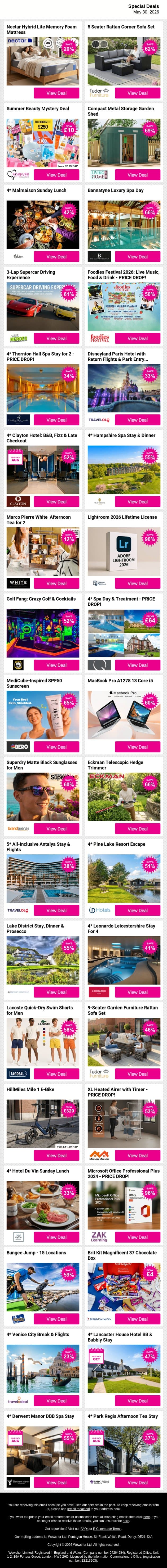 🌃 Payday landed just in time for weekend indulgence 💸 Treat Yourself email from Wowcher screenshot