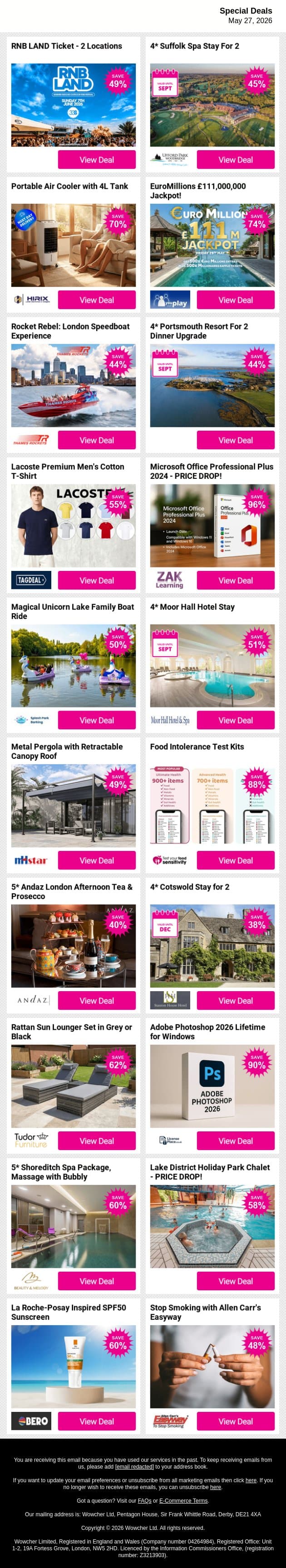 ☀️ Summer's here (finally!) and so are our biggest discounts email from Wowcher screenshot