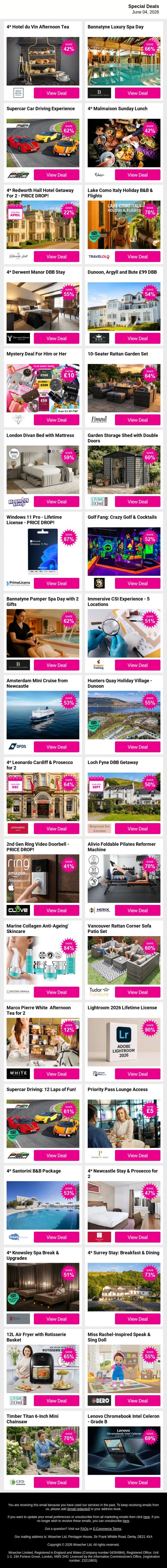 Your best booking of the week could be right here 👀 Shop Now email from Wowcher screenshot