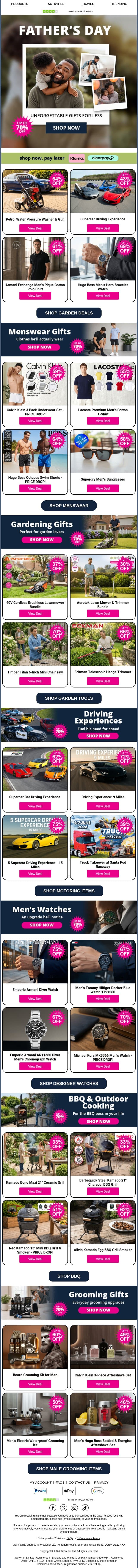 Wowcher’s Father’s Day Gifts Are Too Good To Miss 👀 Shop Now email from Wowcher screenshot