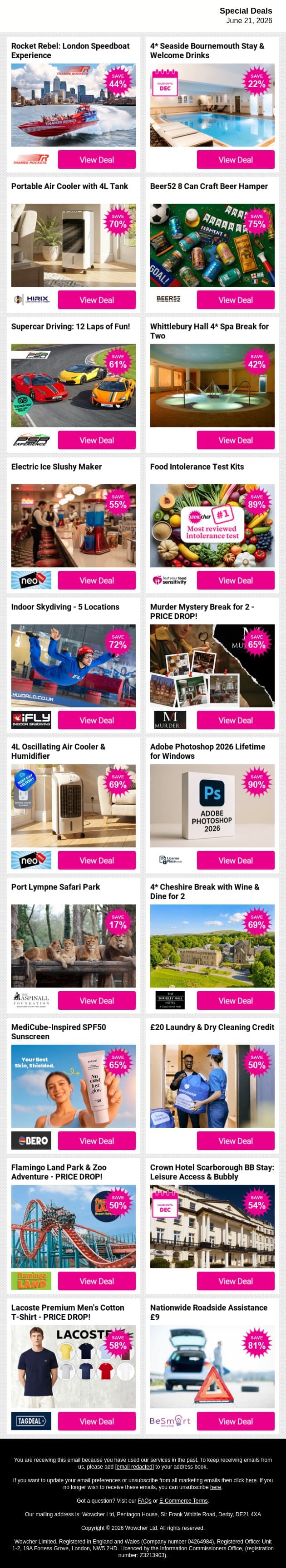🌡️ London's sizzling & so are these deals email from Wowcher screenshot
