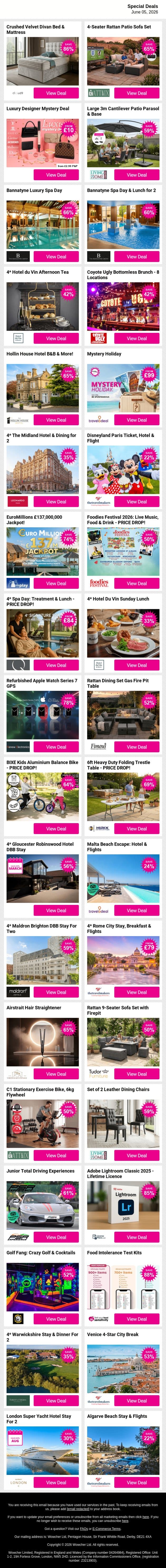 This email might fix your weekend 😏 Explore Deals email from Wowcher screenshot