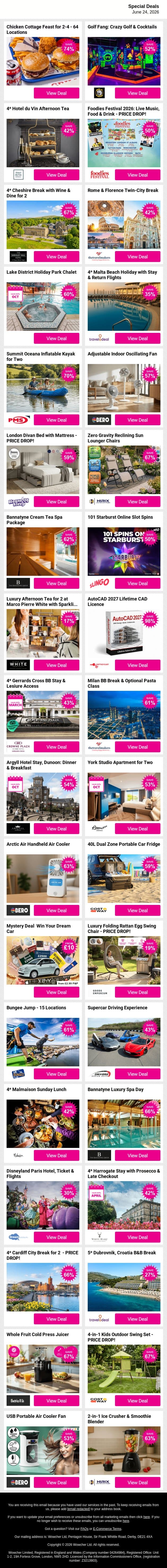 💛 This Week's Amazing Deals, Just for You - Explore Now 🚀 email from Wowcher screenshot