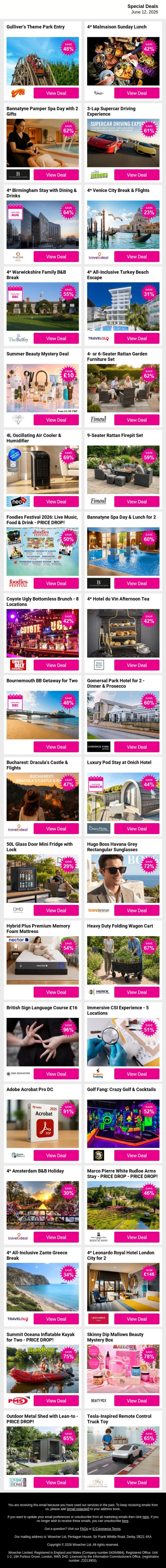 💖 Treat Yourself Without Breaking The Bank email from Wowcher screenshot