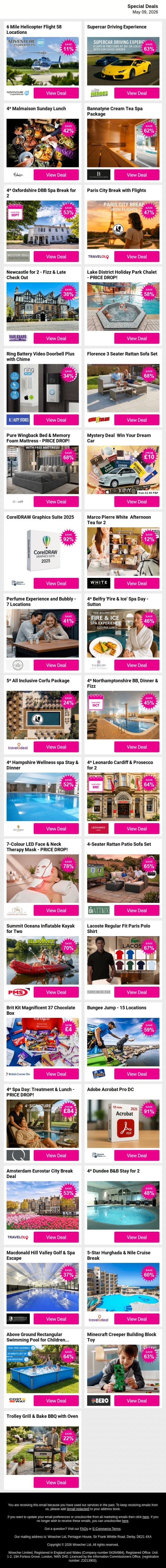 Luxury Looks Better for Less 💫 Unlock Now email from Wowcher screenshot
