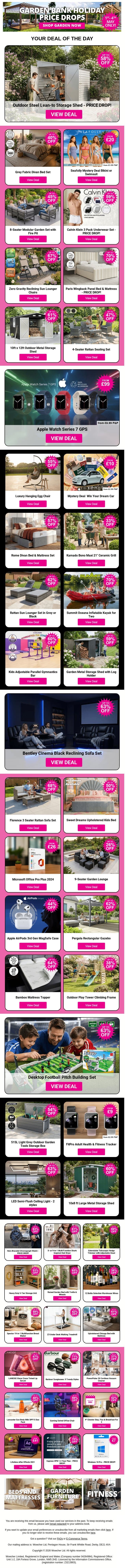 Shop Garden Price Drops - Bank Holiday Weekend Special email from Wowcher screenshot