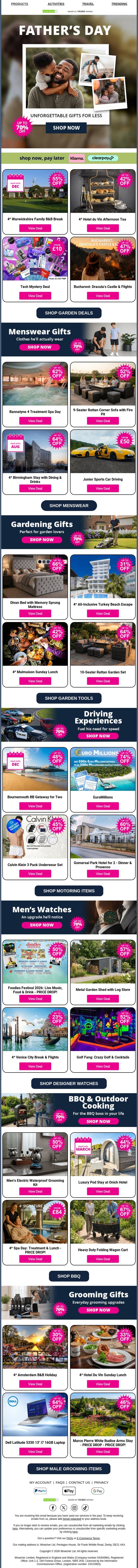 🌍 Open For Great Escapes, Great Finds & Great Savings ✈️💸 email from Wowcher screenshot