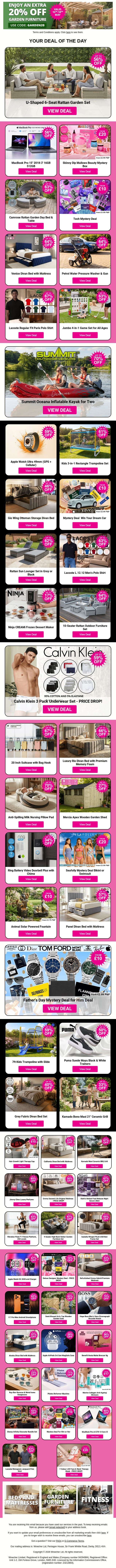 Your Garden Furniture Upgrade Starts Here – EXTRA 20% OFF with GARDEN20 email from Wowcher screenshot