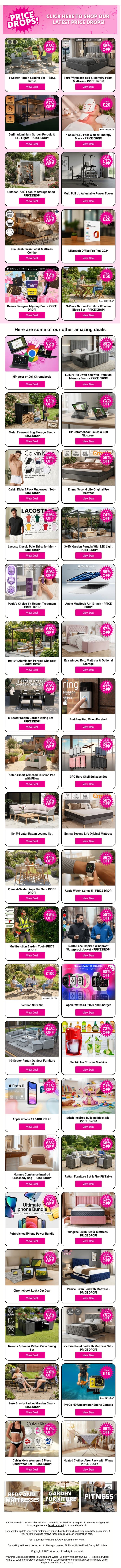 PRICE DROP ALERT🚨Shop Top Deals And Save BIG! email from Wowcher screenshot