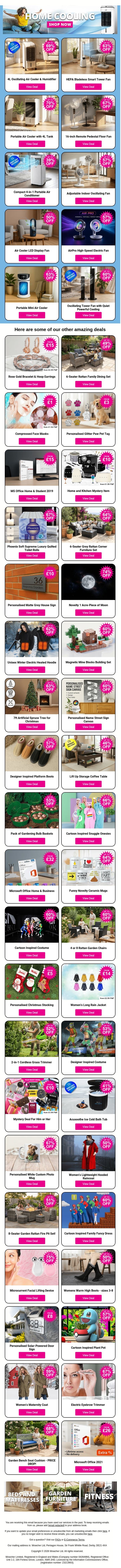 ❄️Beat the Heat With These Cooling Deals! email from Wowcher screenshot