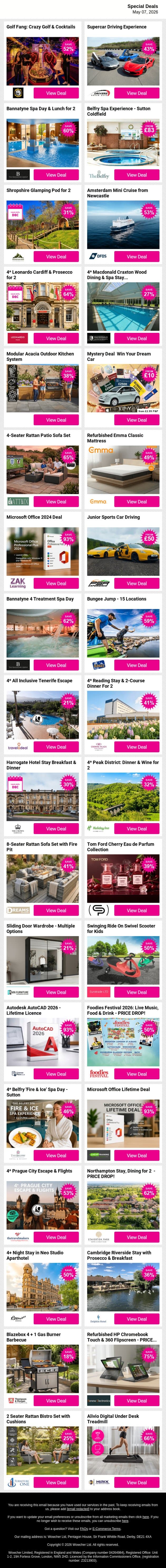Don’t Miss What Everyone’s Booking 🔥 Shop Now email from Wowcher screenshot