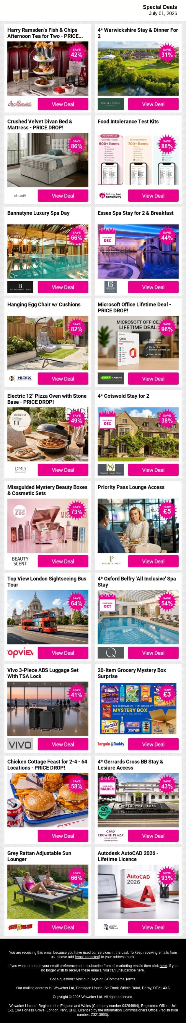 Today’s Top Picks Are Too Good to Miss - Shop Now! email from Wowcher screenshot