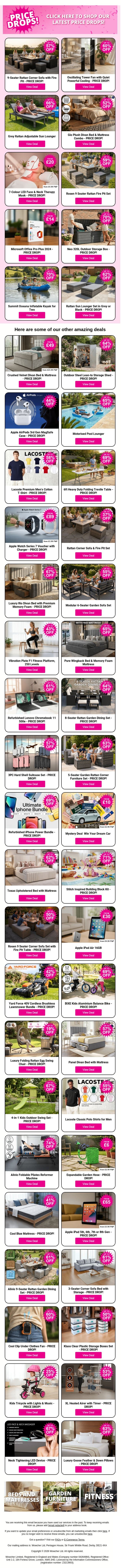 🚨PRICE DROPS on Top Deals Across the Site – Shop and Save BIG! email from Wowcher screenshot