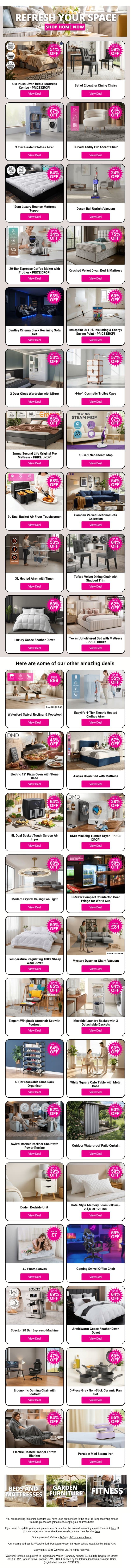 Create The Cosy Home You’ve Been Dreaming Of With These Amazing Deals email from Wowcher screenshot