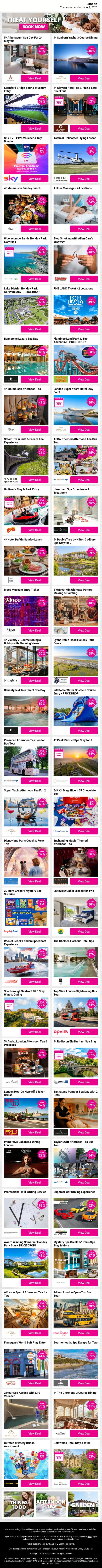 Hard To Ignore London Finds Like 5* Athenaeum Spa Day For 2 - Mayfair and 4* Sunborn Yacht: 3 Course Dining and Stamford Bridge Tour & Museum Entry plus MORE email from Wowcher screenshot