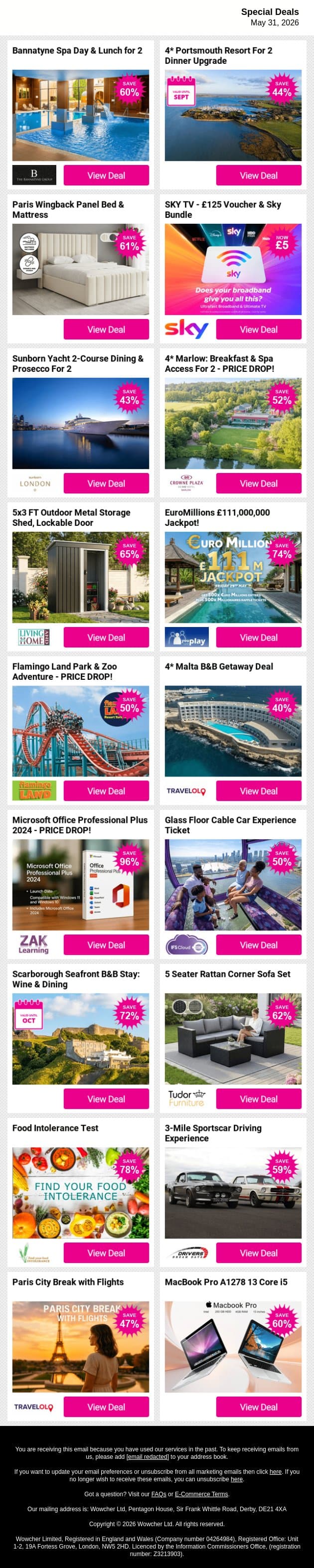 ⚡ Big savings, handpicked just for you email from Wowcher screenshot