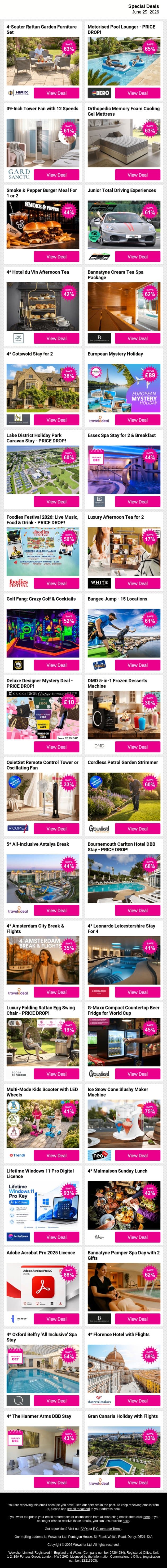 🔓 Unlock This Week's Amazing Deals — Open Inside 🔑 email from Wowcher screenshot