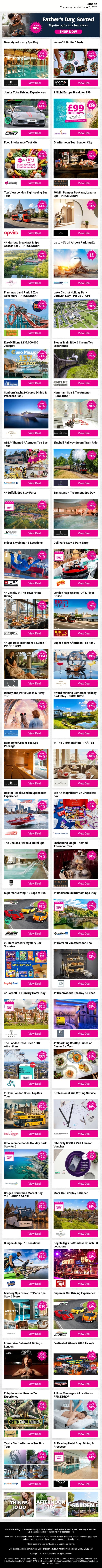 Too Good To Ignore London Experiences Like Bannatyne Luxury Spa Day and Inamo 'Unlimited' Sushi and Junior Total Driving Experiences plus MORE email from Wowcher screenshot