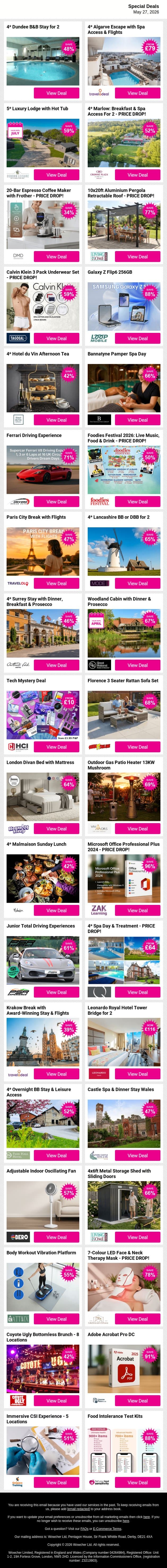 Your inbox just got more exciting 🔥 Open Now email from Wowcher screenshot