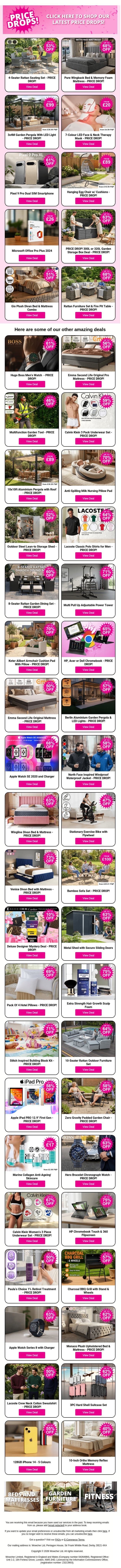 PRICE DROPS Across Garden, Home, Beauty & MORE! Shop and Save BIG! email from Wowcher screenshot