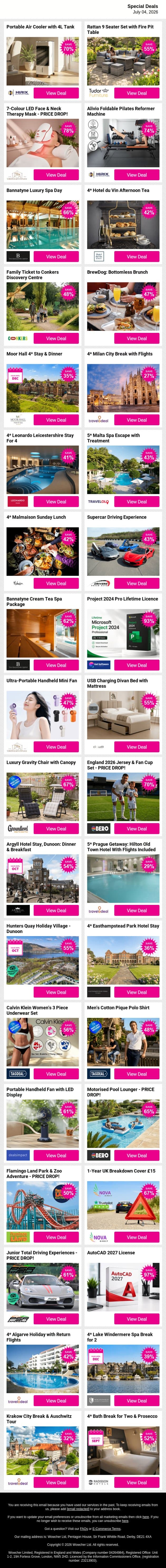 ✨ End Your Day with Great Deals, Browse Offers email from Wowcher screenshot