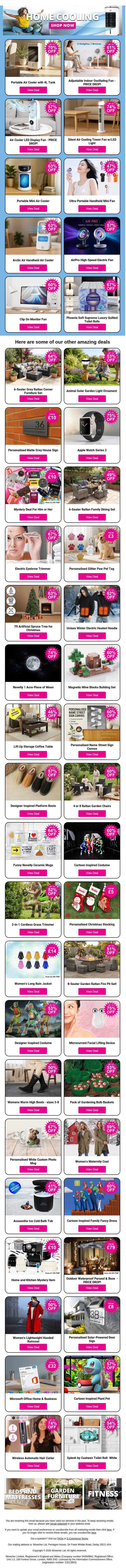 ❄️Cool Savings Are Blowing In..Shop Fans and Coolers Here! email from Wowcher screenshot