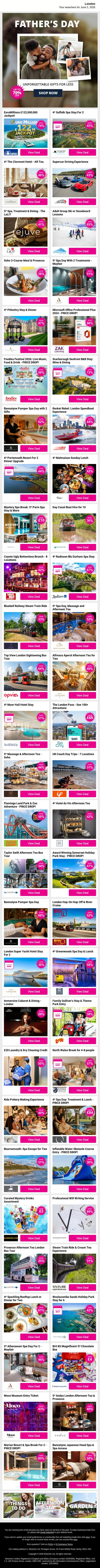 Properly Good London Offers Like EuroMillions £122,000,000 Jackpot! and 4* Suffolk Spa Stay For 2 and 4* The Clermont Hotel - Aft Tea plus MORE email from Wowcher screenshot