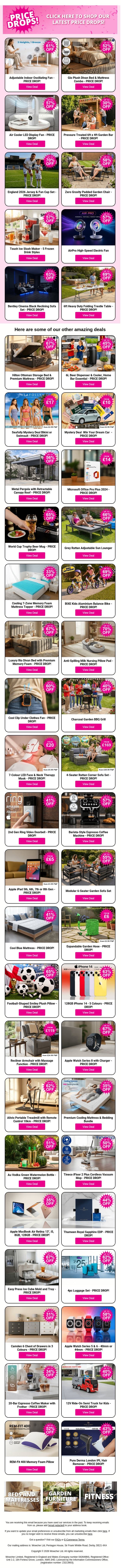 💸💸PRICE DROP ALERT! Hot Weather, Cool Savings Across Every Category! email from Wowcher screenshot