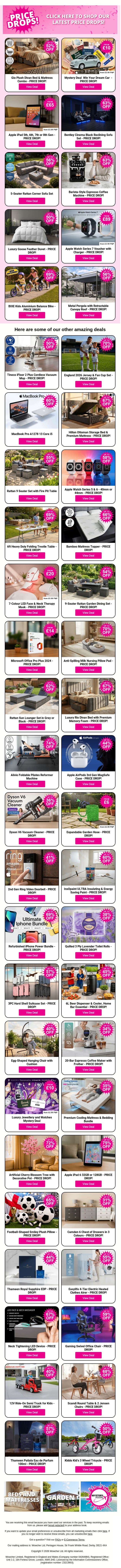 💸💸Price Drops Across All Categories! Shop Now and Save BIG! email from Wowcher screenshot
