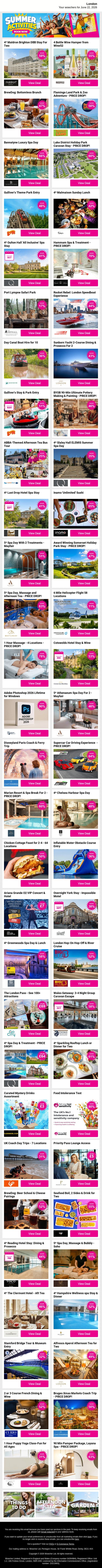 Ease Into The Week With London Finds Like 4* Maldron Brighton DBB Stay For Two and Rocket Rebel: London Speedboat Experience and 5* Spa Day, Massage and Afternoon Tea - PRICE DROP! plus MORE email from Wowcher screenshot