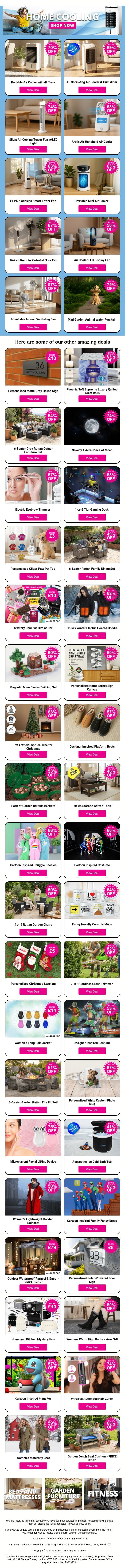 ☀️Feeling the Heat? Shop Fans and Coolers Here❄️ email from Wowcher screenshot