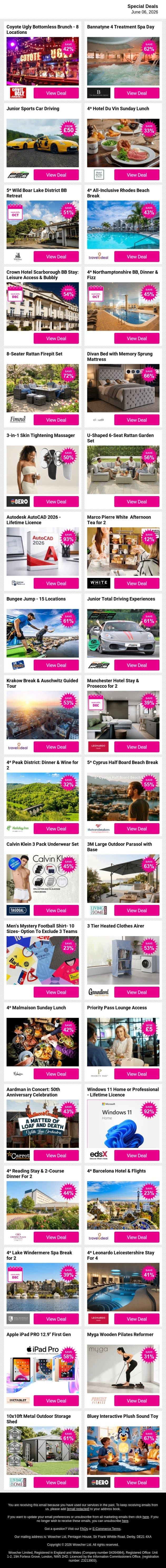 Your weekend just got an upgrade ✨ Grab Yours email from Wowcher screenshot