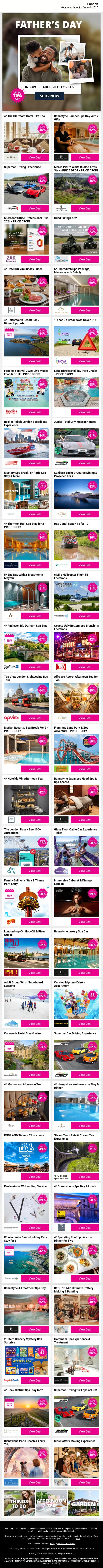 Seriously Good London Offers Like 4* The Clermont Hotel - Aft Tea and Bannatyne Pamper Spa Day with 2 Gifts and Supercar Driving Experience plus MORE email from Wowcher screenshot