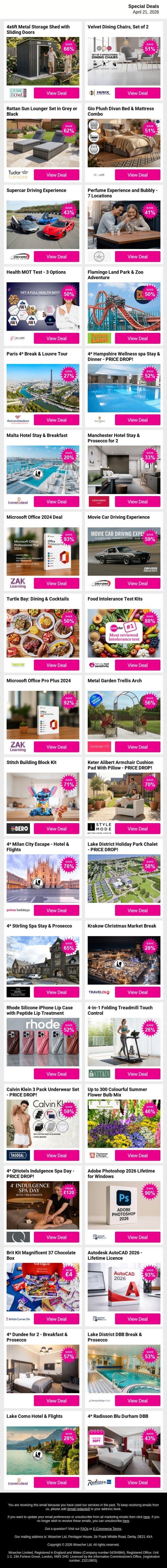 Our Top Steals, All in One Place 💸 email from Wowcher screenshot