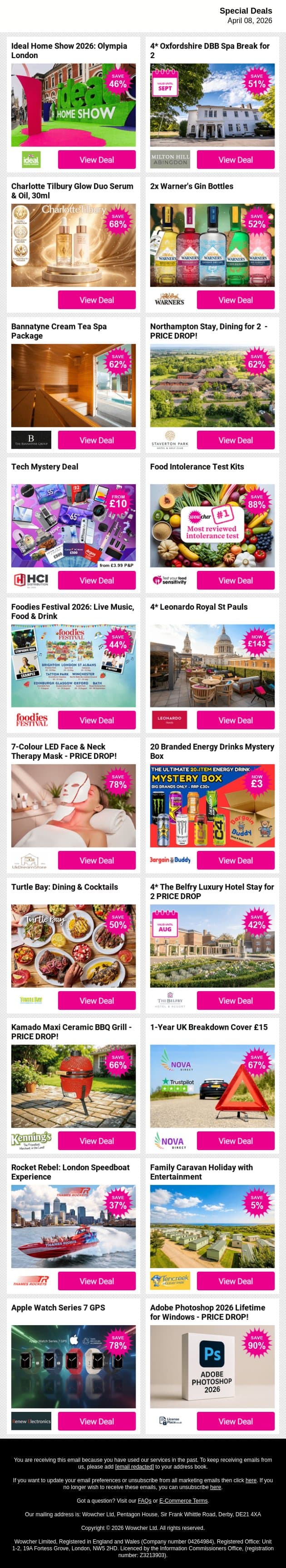 💥 Wowcher’s Most Popular Deals, All in One Place email from Wowcher screenshot