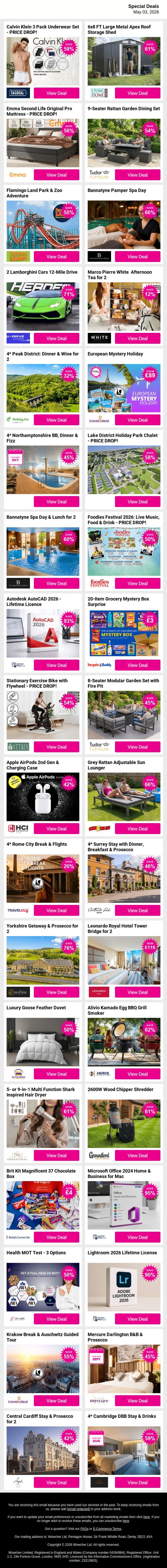 Good News for Bargain Lovers 💥 See Offers email from Wowcher screenshot