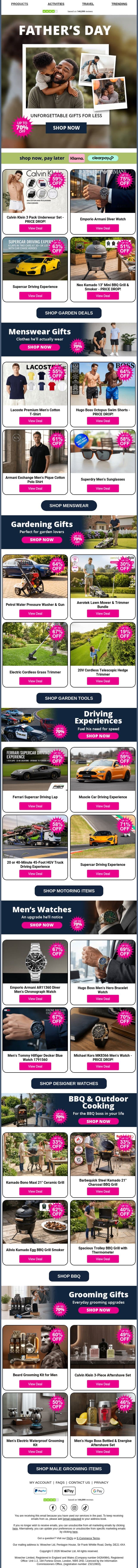Dad-Level Gifts, Wowcher-Level Savings 🔥 Explore Deals email from Wowcher screenshot