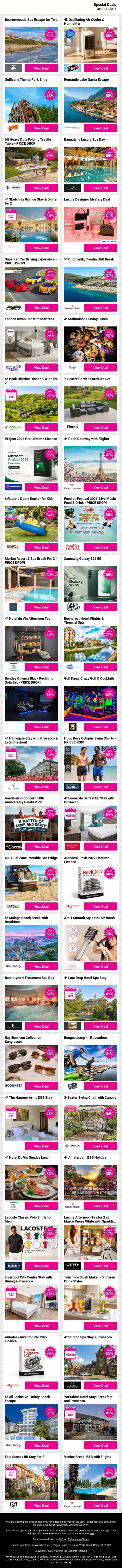 🌍 Travel, Treats & Top Deals - All Waiting Inside email from Wowcher screenshot