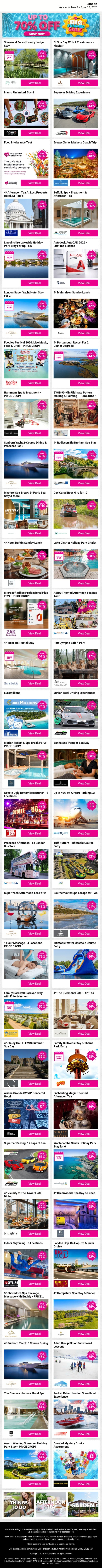 Treat Yourself With Great London Treats Like Sherwood Forest Luxury Lodge Stay and 5* Spa Day With 2 Treatments - Mayfair and Inamo 'Unlimited' Sushi plus MORE email from Wowcher screenshot