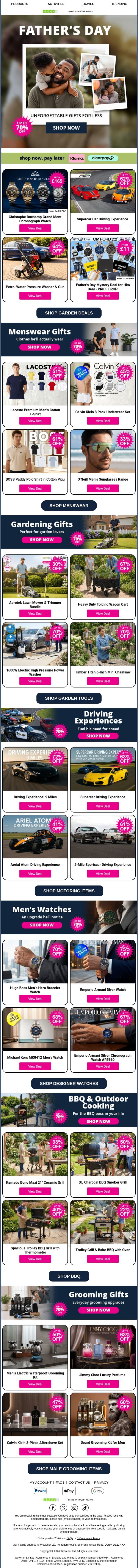 🎁 Father’s Day Gifts Dad Will Actually Brag About 🔥 email from Wowcher screenshot