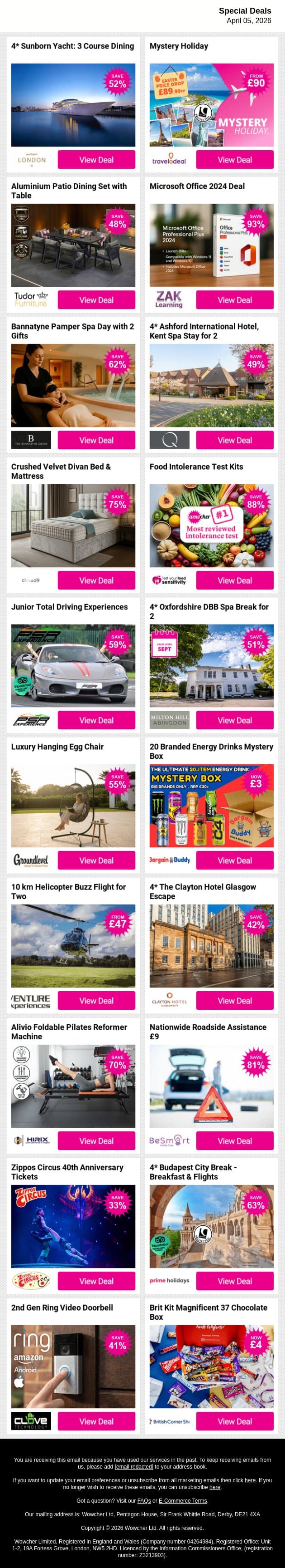 💸 The Best Deals on Wowcher This Week email from Wowcher screenshot