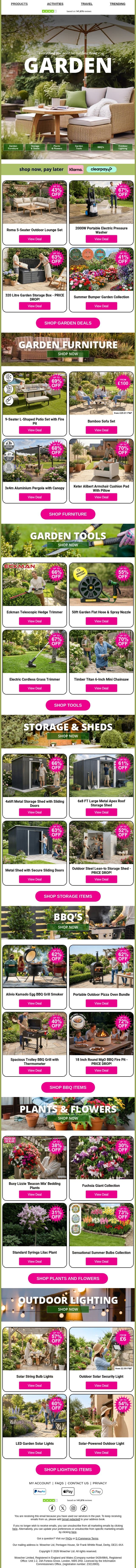 Sun, Savings & Seriously Good Garden Finds ☀️🌿Use Promo Code: GARDENREADY15 email from Wowcher screenshot