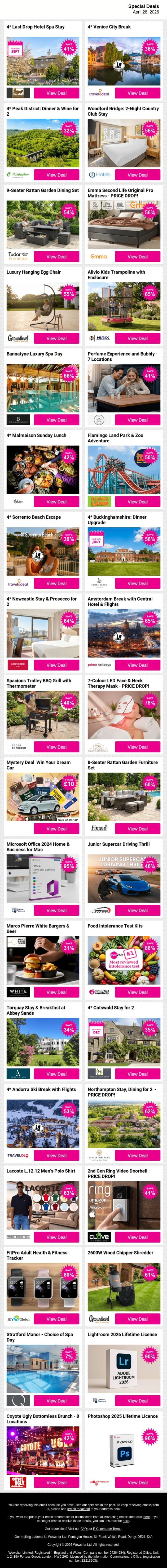 Your Next Great Deal Starts Here ✨ email from Wowcher screenshot