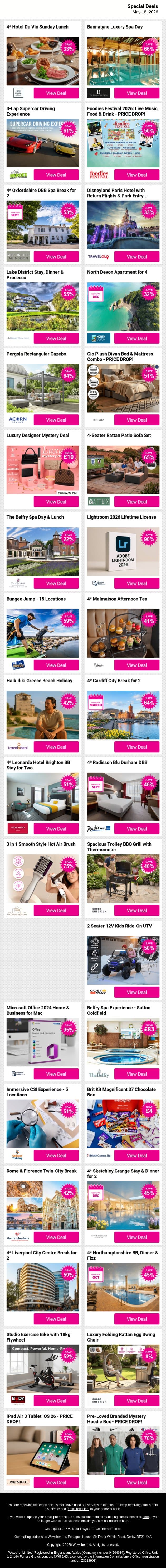 Ready to make plans worth leaving home for? 🚀 Browse now email from Wowcher screenshot
