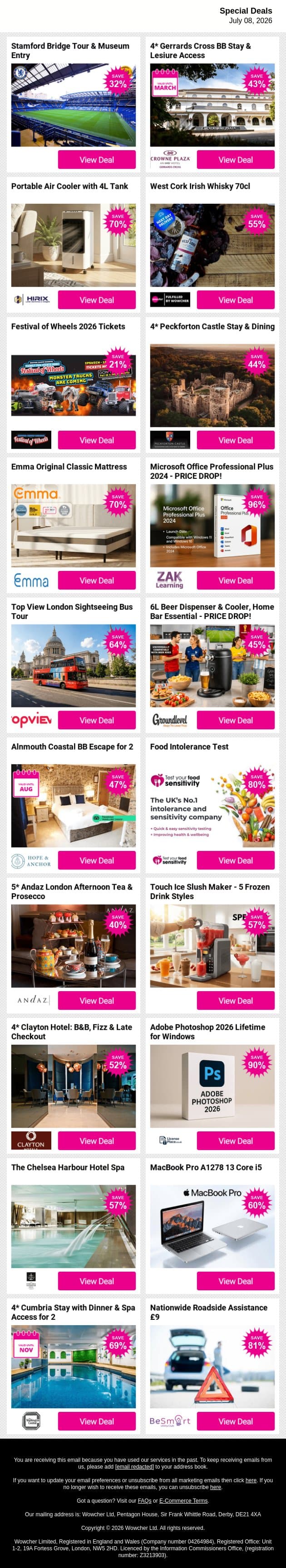 🌡️ It's hot out there — cool down with our top deals email from Wowcher screenshot