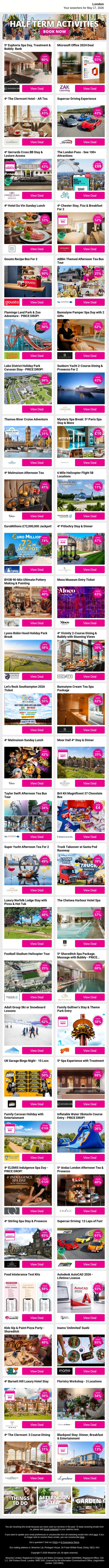 Too Good To Ignore London Spots Like 5* Euphoria Spa Day, Treatment & Bubbly Bank and Microsoft Office 2024 Deal - PRICE DROP! and 4* The Clermont Hotel - Aft Tea plus MORE email from Wowcher screenshot